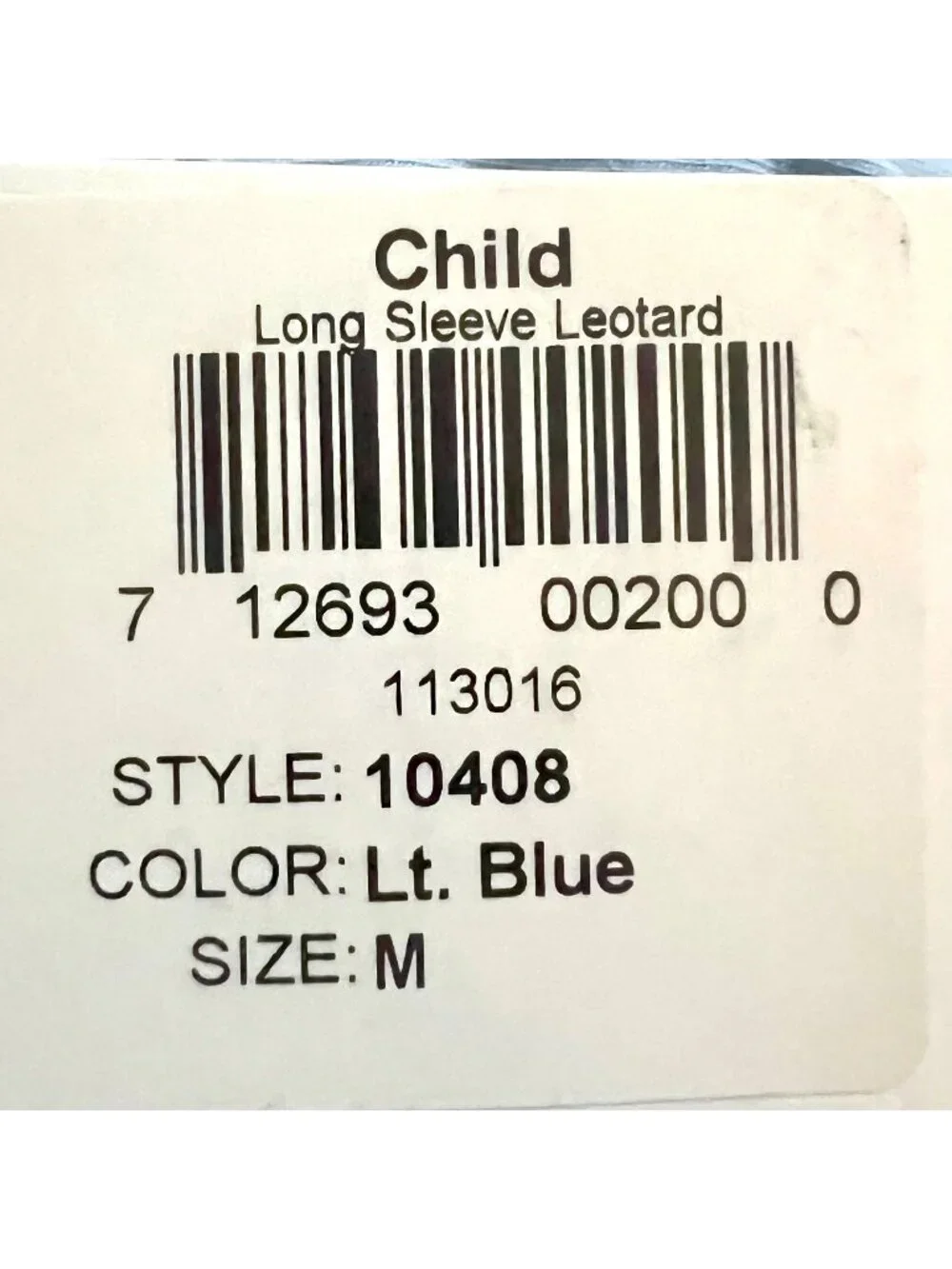 Eurotard Childs M Light Blue Long Sleeve Leotard Bodysuit Lined Cotton Dance